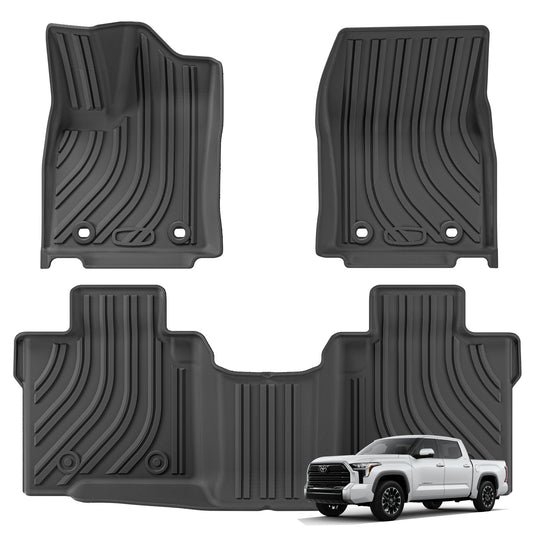 WENNEBIRD All Weather Floor Mats for 2022-2024 Toyota Tundra CrewMax Cab - 3pc