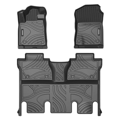 WENNEBIRD All Weather Floor Mats for 2014-2021 Toyota Tundra CrewMax Cab (with Coverage Under 2nd Row Seat) - 3pc