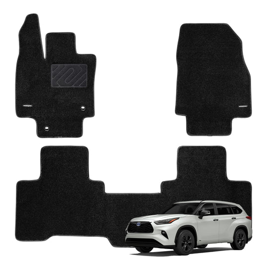 WENNEBIRD Superior Carpet Floor Mats for 2020-2024 Toyota Highlander 5 Seater FWD, Hybrid or AWD - 3pc