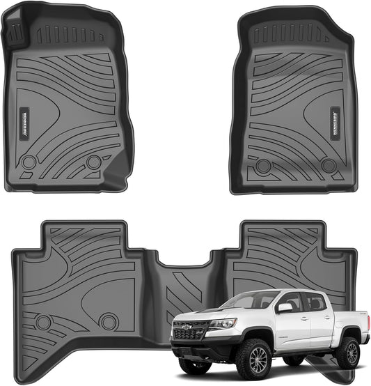 WENNEBIRD All Weather Floor Mats for 2015-2022 Chevrolet Colorado Crew Cab / GMC Canyon Crew Cab - 3pc