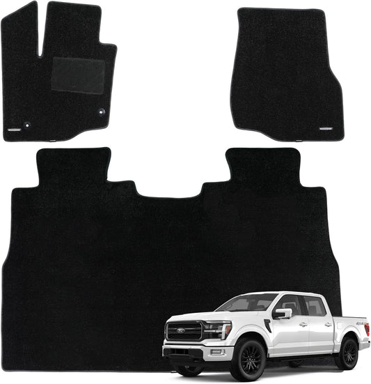 WENNEBIRD Superior Carpet Floor Mats for 2015-2024 Ford F-150 SuperCrew Cab - 3pc