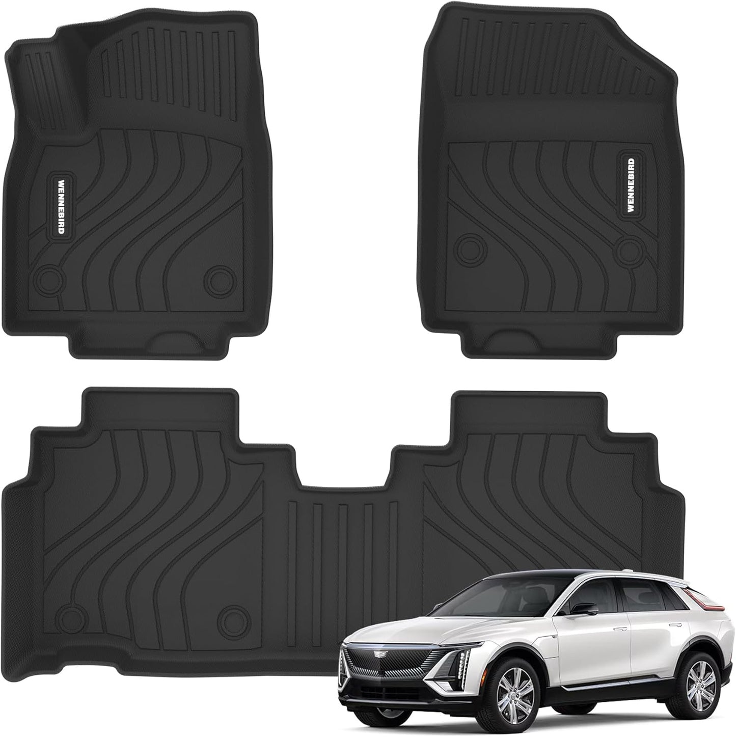 WENNEBIRD All Weather Floor Mats for 2023-2024 Cadillac LYRIQ - 3pc