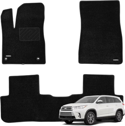 WENNEBIRD Superior Carpet Floor Mats for 2014-2019 Toyota Highlander 5 Seater FWD, Hybrid or AWD - 3pc