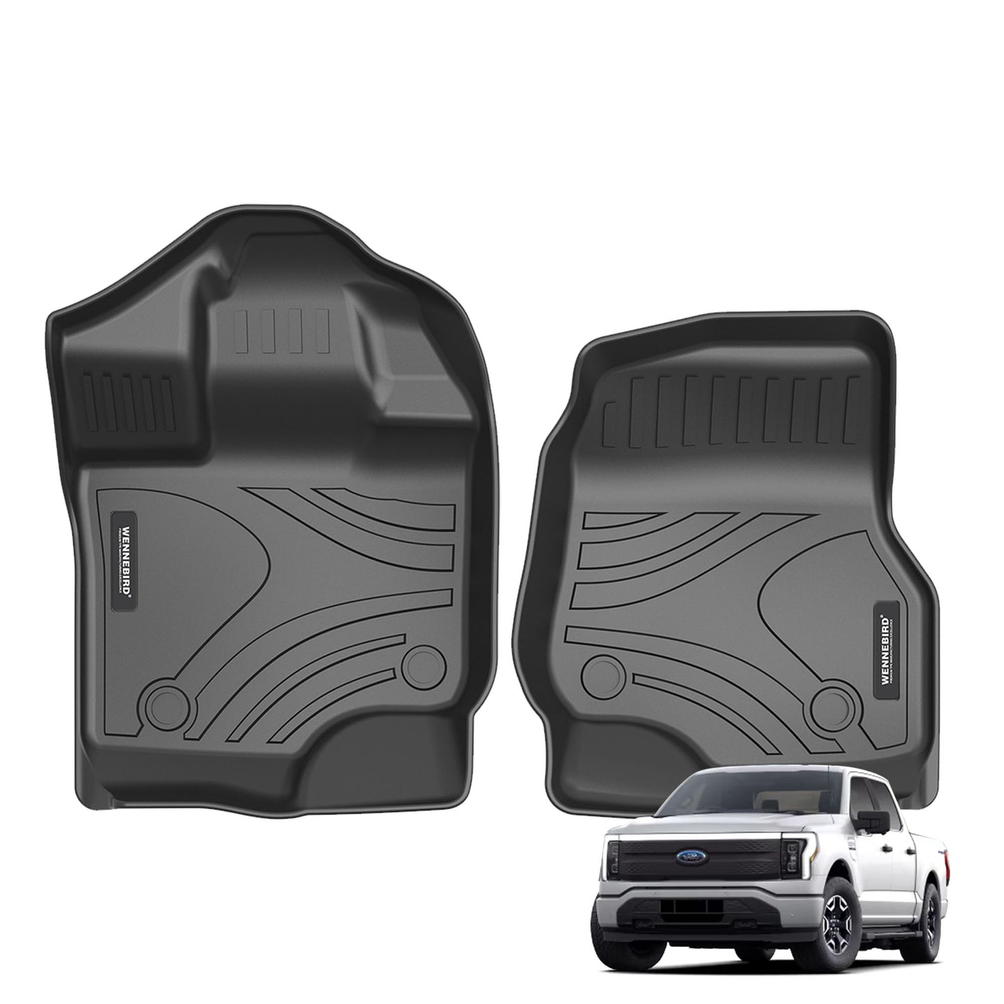 WENNEBIRD All Weather Floor Mats for 2015-2024 Ford F-150 SuperCrew Cab - 2pc