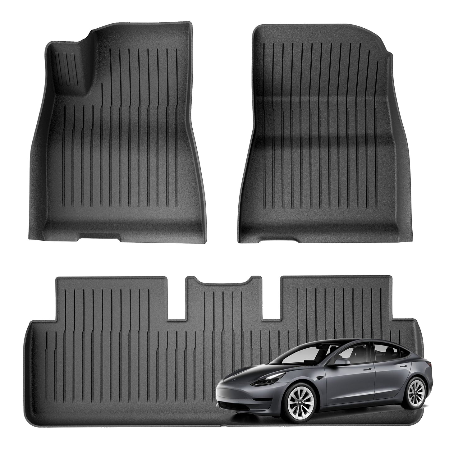 WENNEBIRD All Weather Floor Mats for 2017-2023 Tesla Model 3 - 3pc