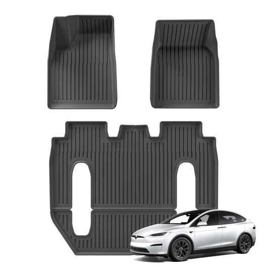 WENNEBIRD All Weather Floor Mats for 2021-2024 Tesla Model X 6 Seater - 3pc