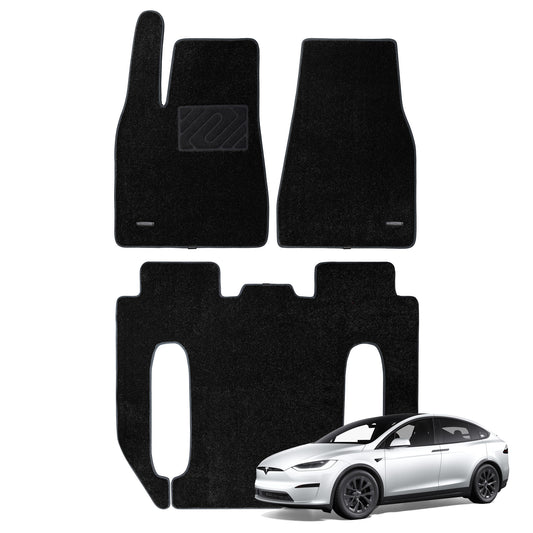 WENNEBIRD Superior Carpet Floor Mats for 2015-2020 Tesla Model X 6 Seater - 3pc