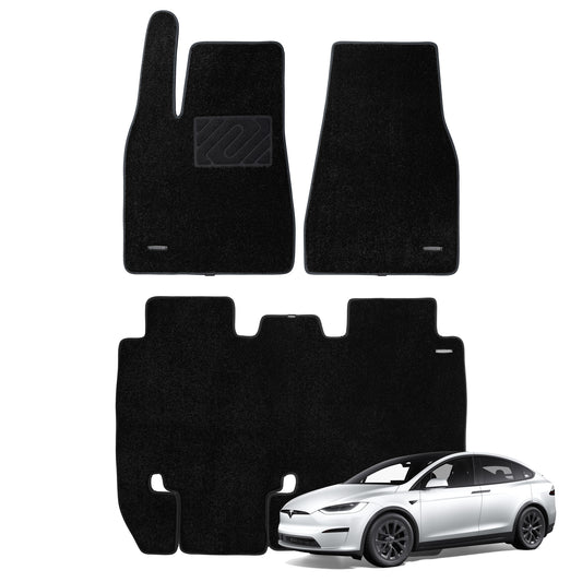 WENNEBIRD Superior Carpet Floor Mats for 2015-2020 Tesla Model X 5 Seater - 3pc