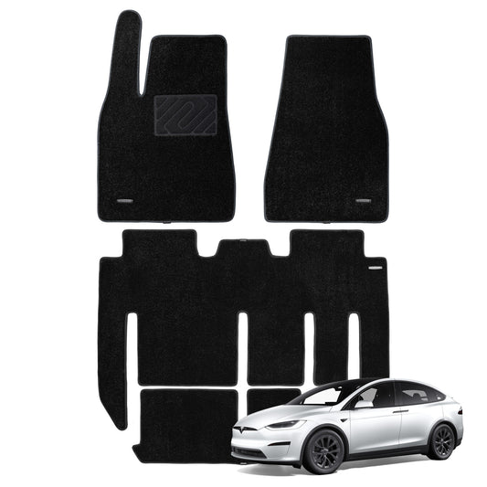 WENNEBIRD Superior Carpet Floor Mats for 2015-2020 Tesla Model X 7 Seater - 4pc